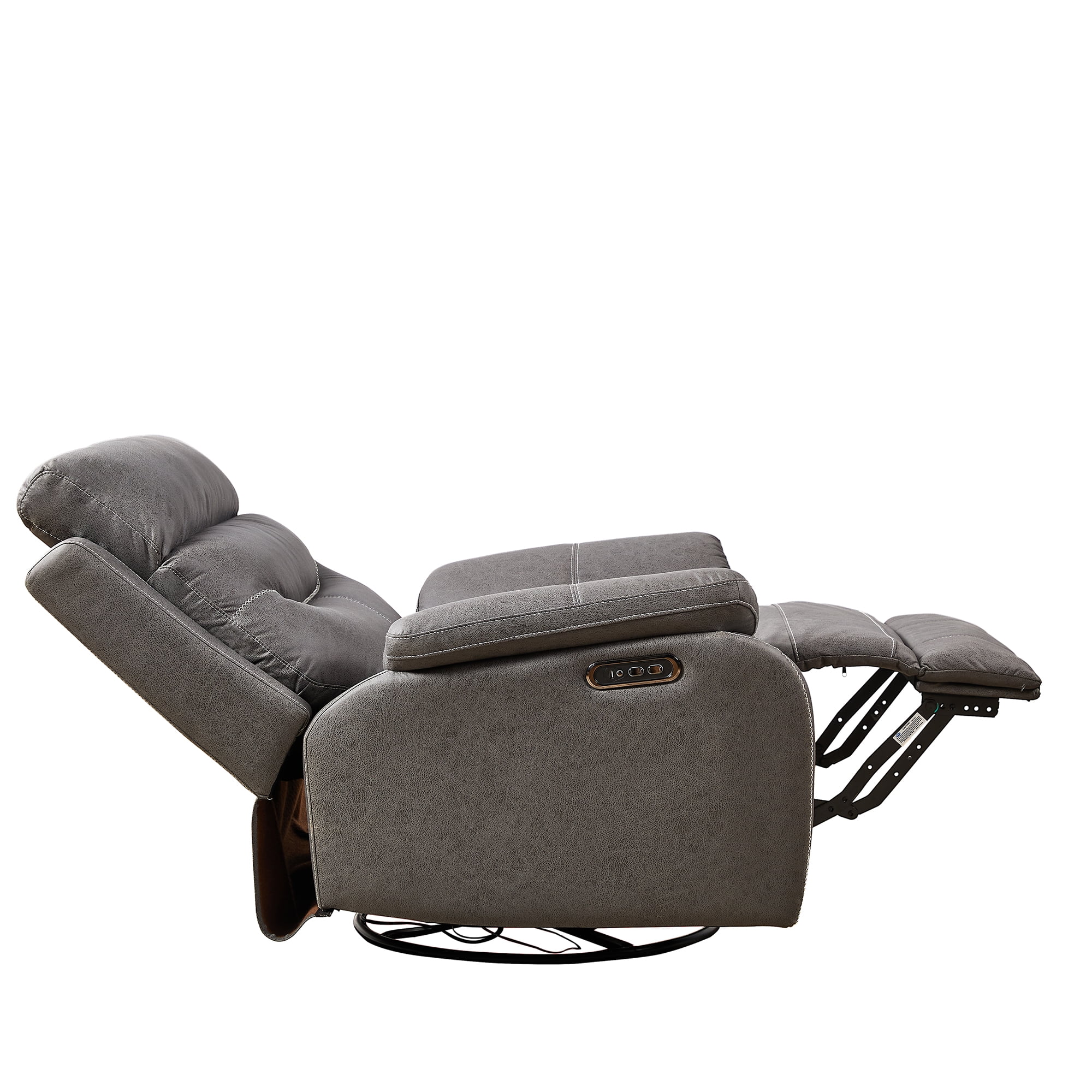 Dual OKIN Motor Recliner Chair, Rocking and 240 Degree Swivel Single Sofa Reclining, Headrest with Power Function, Gray