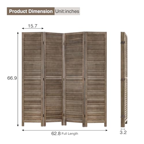 Room Divider 6 Panel Wood Privacy Screen Folding Partition Wall Room Dividers Freestanding White 5.57 FT Tall Divider for Room Separation