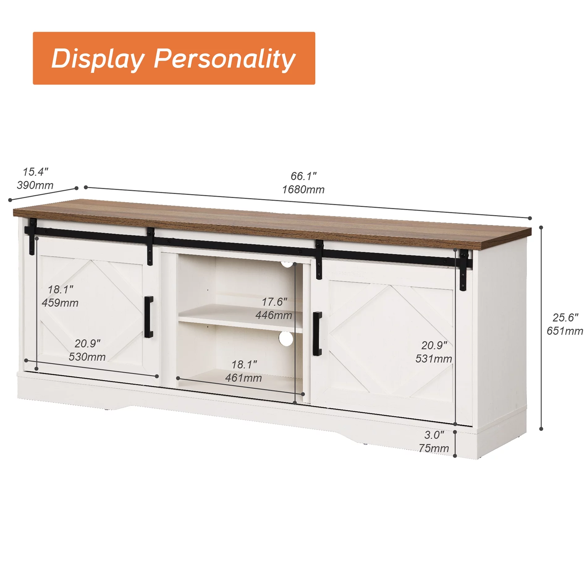 Farmhouse TV Stand for up to 75 inch TVs Brown