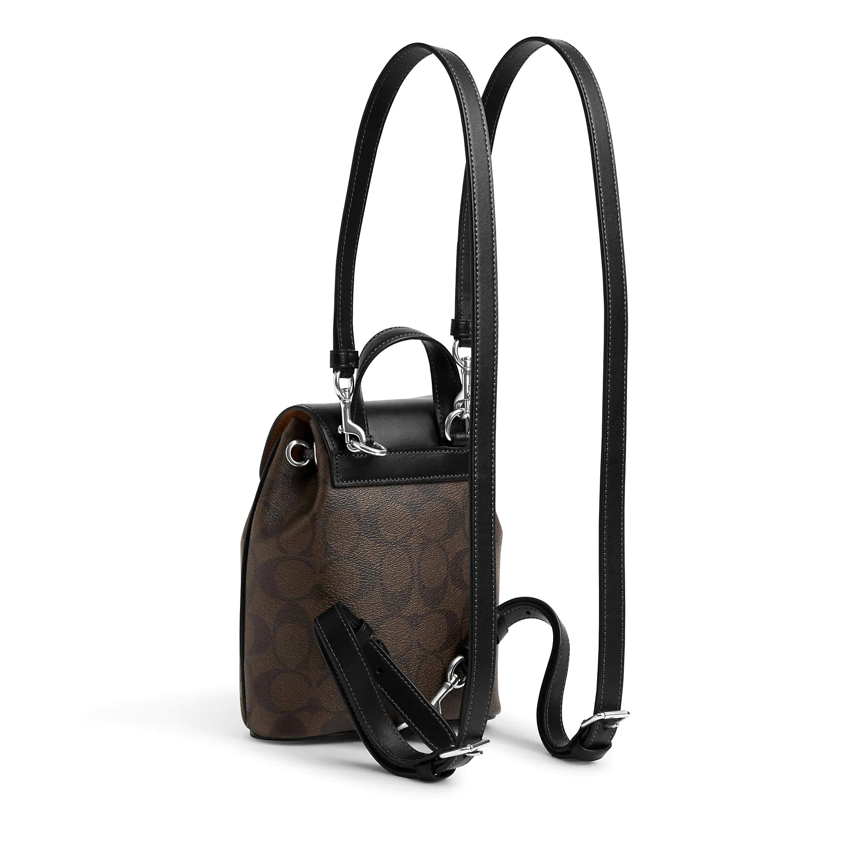 Coach Women's Signature Coated Canvas Amelia Convertible Backpack (Brown / Black)