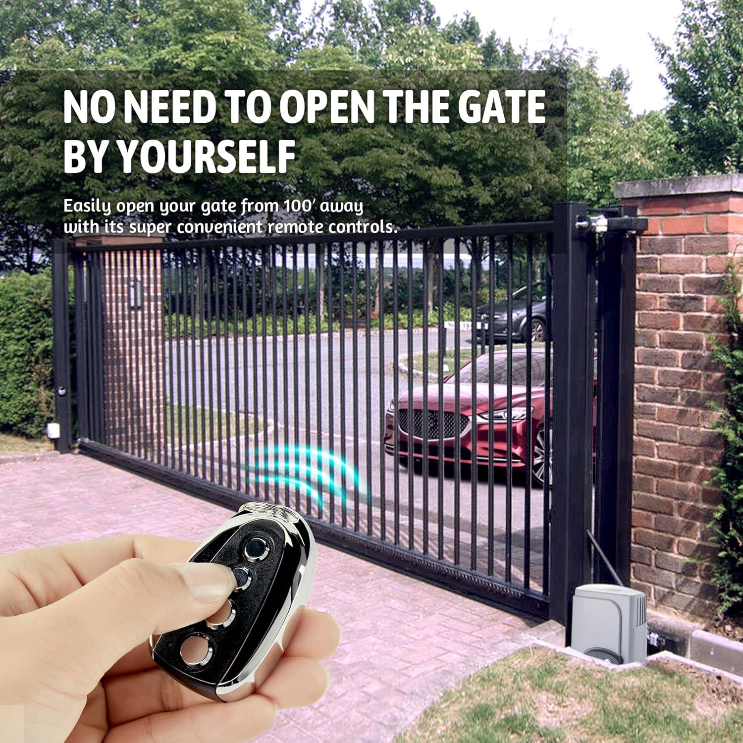 CO-Z Automatic Sliding Gate Opener with 2 Remote Controls, Electric Rolling Driveway Slide Gate Motor