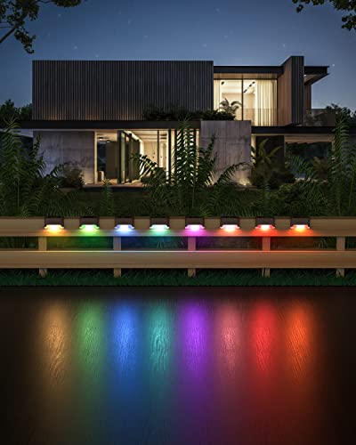 Solar Deck Lights Outdoor 8 Pack,Solar Lights Outdoor for Patio Brown Solar Step Lights LED Waterproof Lighting for Fence, Stair, Deck,Patio
