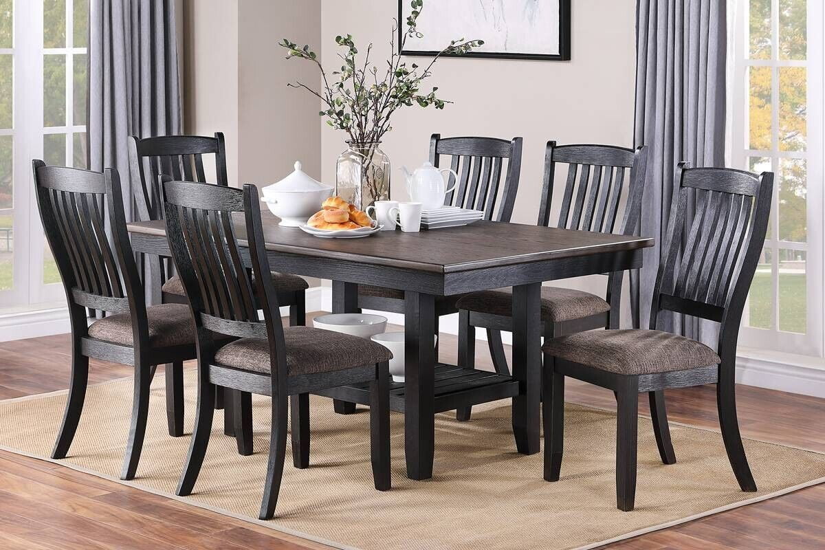 Modern Set of 6 Dining Chairs Fabric Upholstered Seat Unique Back Side Chairs Kitchen Dining Room Furniture Dark Coffee