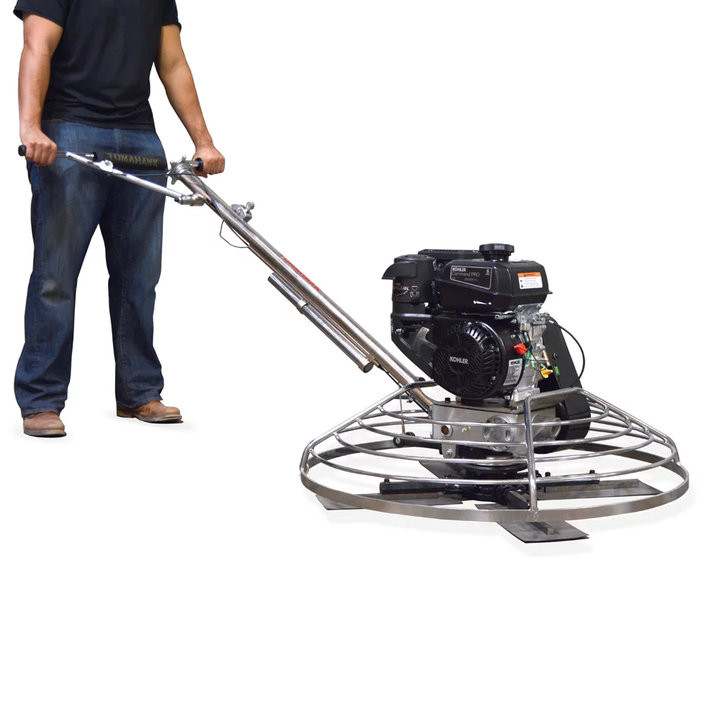 TOMAHAWK 36" Power Trowel Walk Behind Gas Power 6 HP Kohler Engine with Blades 36" Float Pan for Concrete Finishing Cement Floor Surface