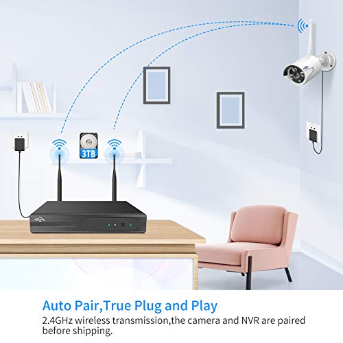 [Wireless Pro, 100ft Range] Hiseeu Wireless Security Camera System, Expandable 16CH 4K NVR