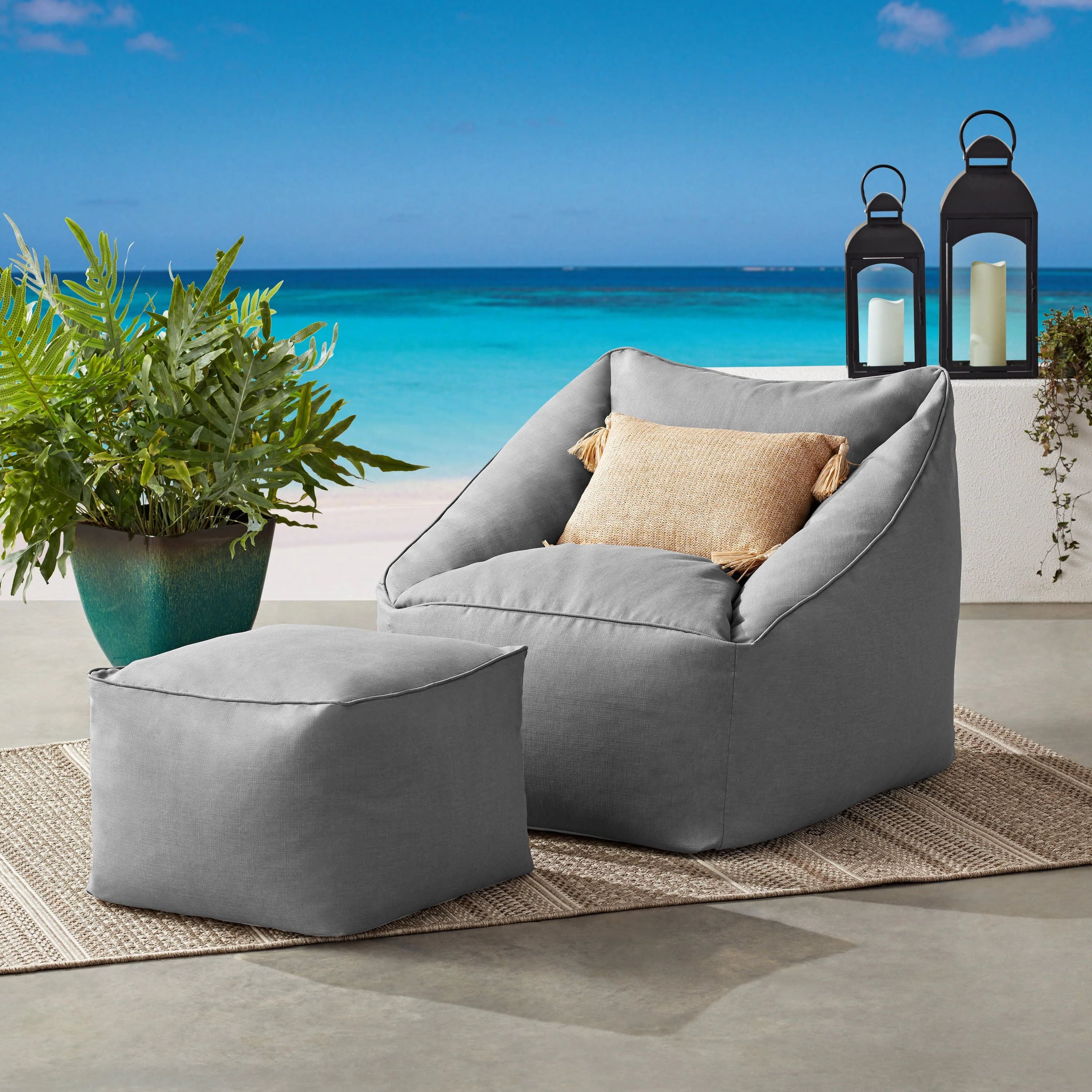Better Homes & Gardens Dream Bean Patio Bean Bag Chair, Turquoise