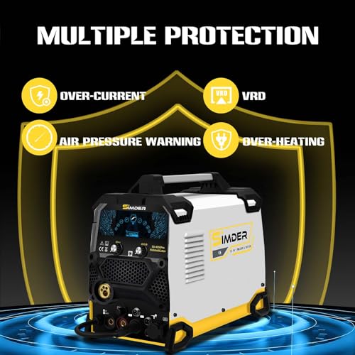 SSIMDER Aluminum MIG Welder Pulse MIG/MAG/HF TIG/Stick/Pilot ARC Plasma Cutter 200A Welding Machine SD4050Pro 10 in 1 Welder Cutter Combo