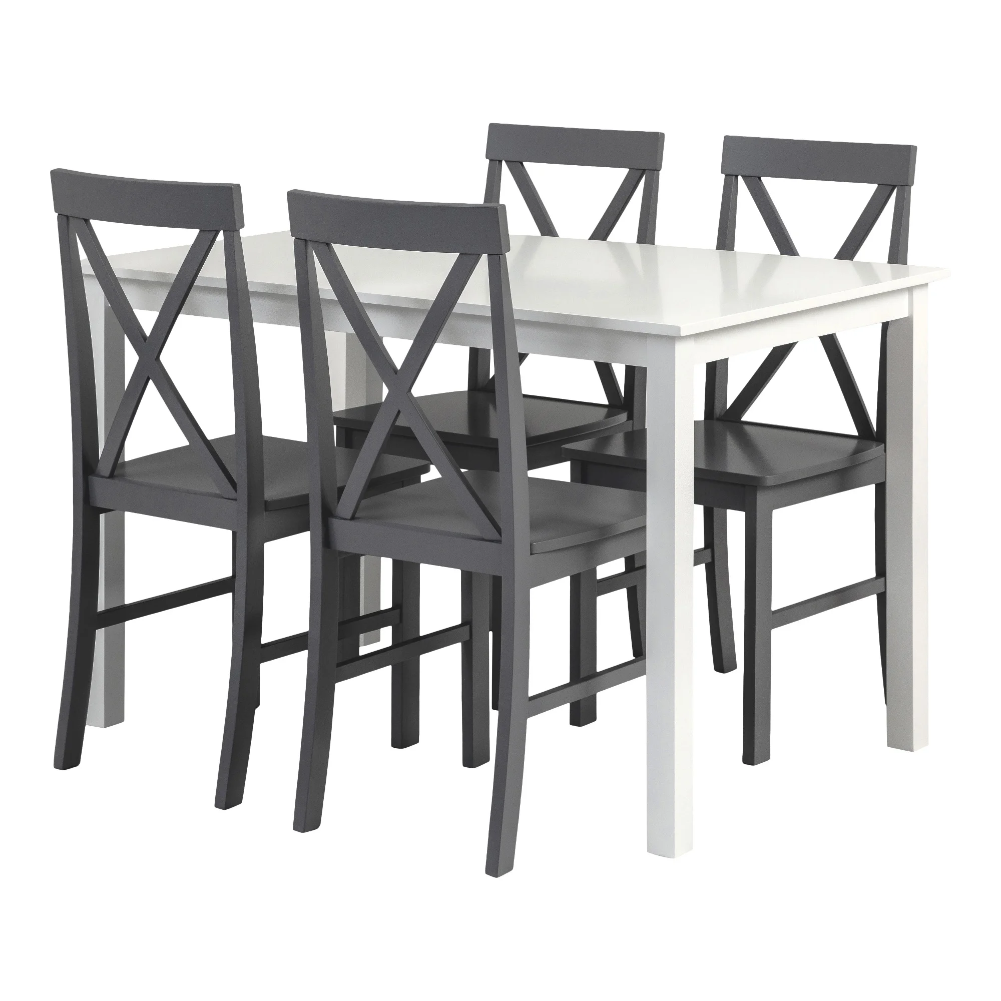 Walker Edison 5-Piece Solid Wood Farmhouse Dining Set - White/Grey