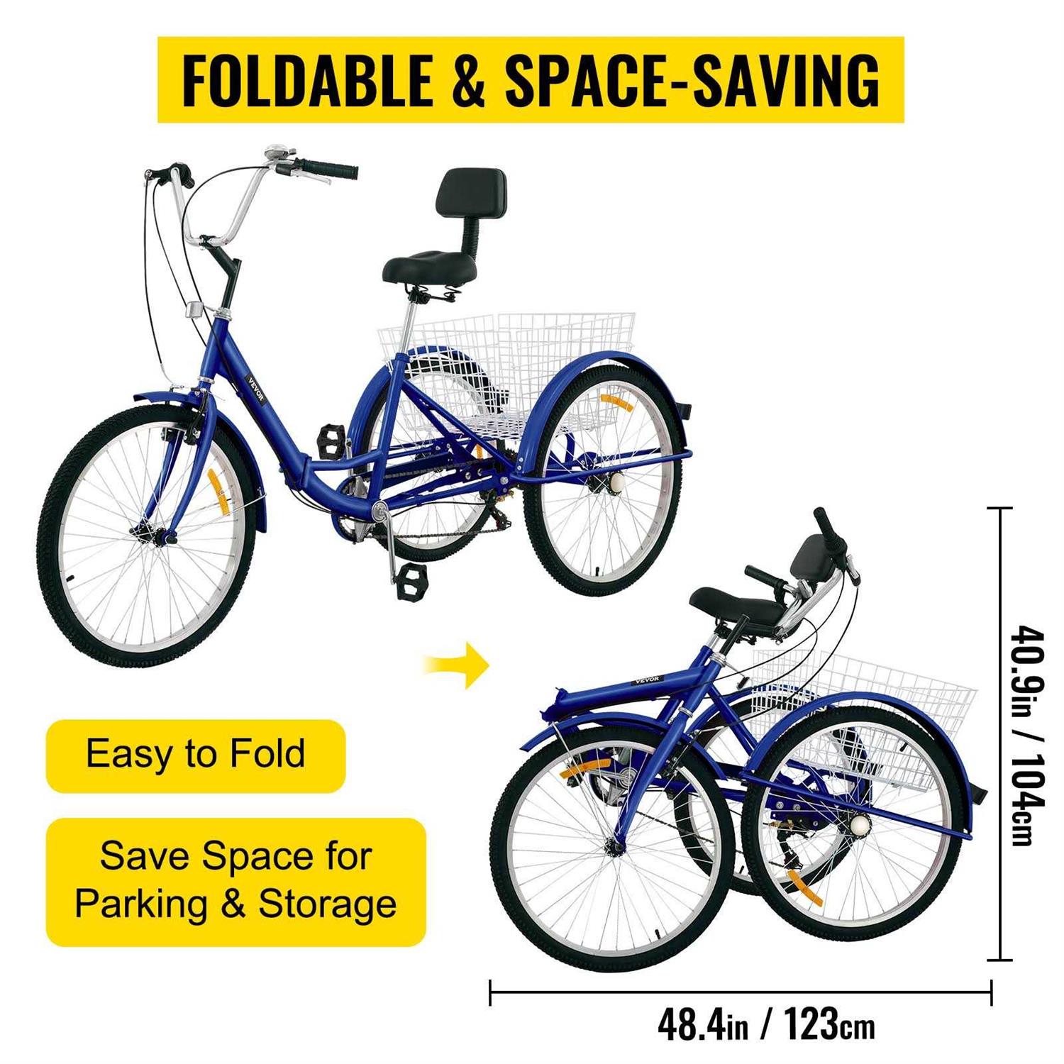 Vevor 26 in. 7-Speed 3-Wheel Adult Tricycle - Sports Supplies Online Store