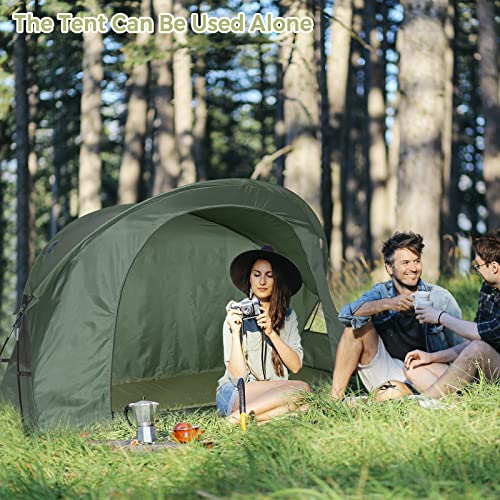 Tangkula 4-in-1 Camping Cot Tent, Foldable Off Ground Elevated Tent Set for 1 Person, Portable Tent with Waterproof External Cover