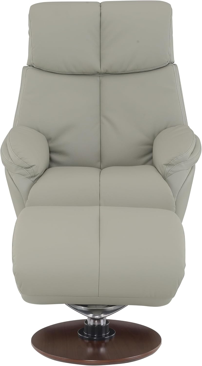 Genuine Leather Swivel Chair with Ottoman - Swivel Recliner Chair with Reclining and Swivel Function