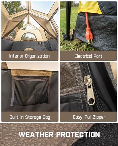 FanttikOutdoor Instant Cabin Tent 6/8/10/12 Person Camping Tent Setup in 60 Seconds with Rainfly & Windproof Portable with Carry Bag for Family