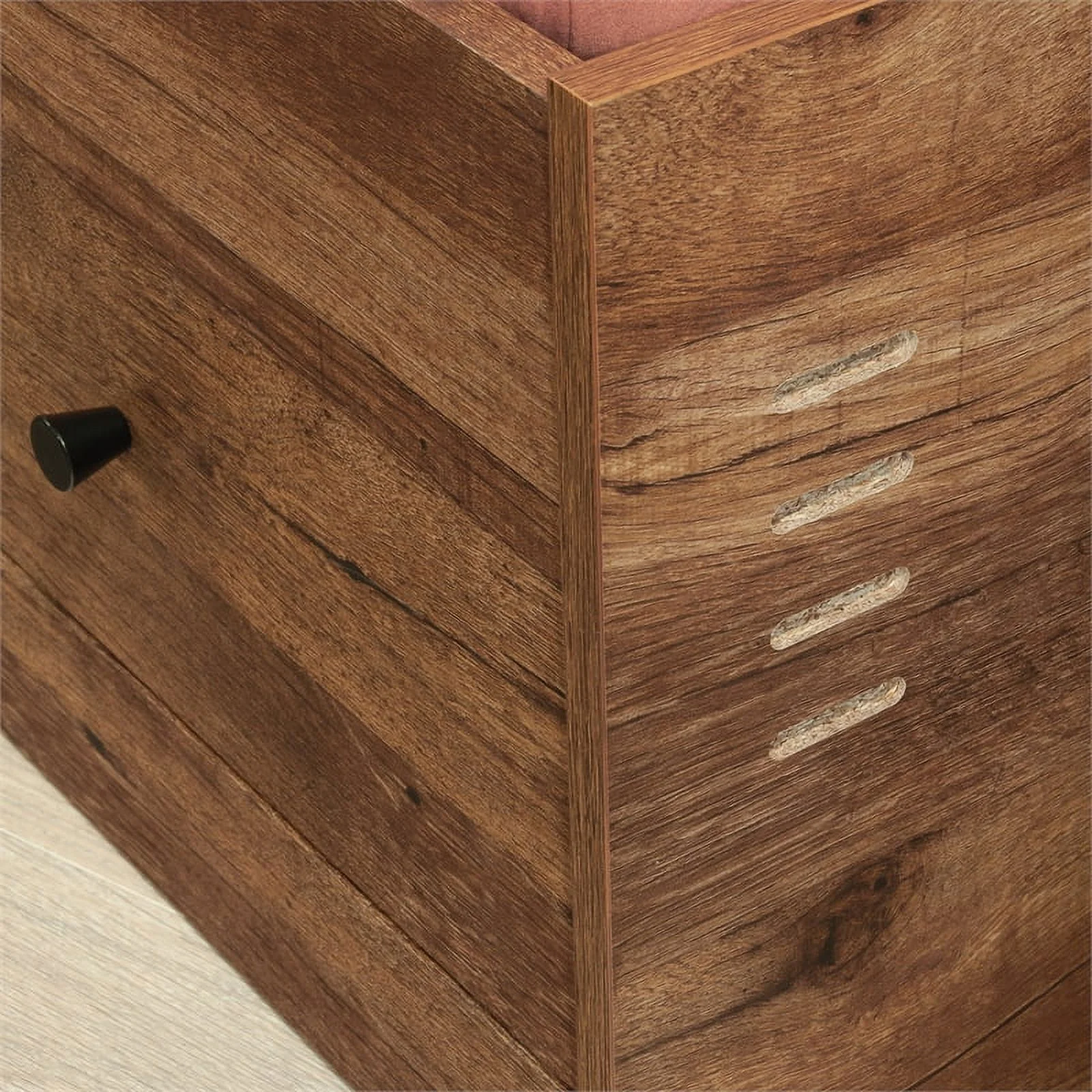 Pemberly Row Engineered Wood Mates Bed in Vintage Oak Finish