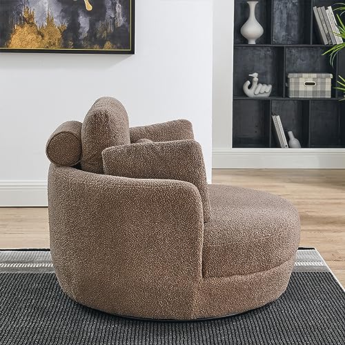 51.5-Inch Oversized Swivel Accent Barrel Chair with Storage Ottoman ,Button Decor and 4 Pillows