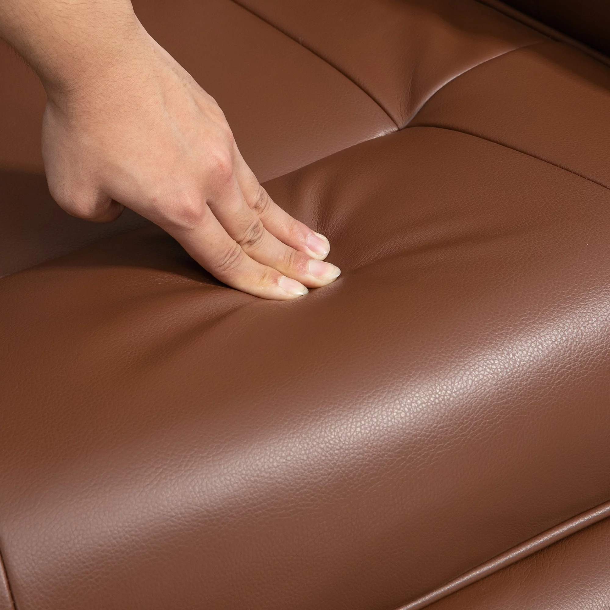 HOMCOM Faux Leather Manual Recliner with Swivel Wood Base, Brown