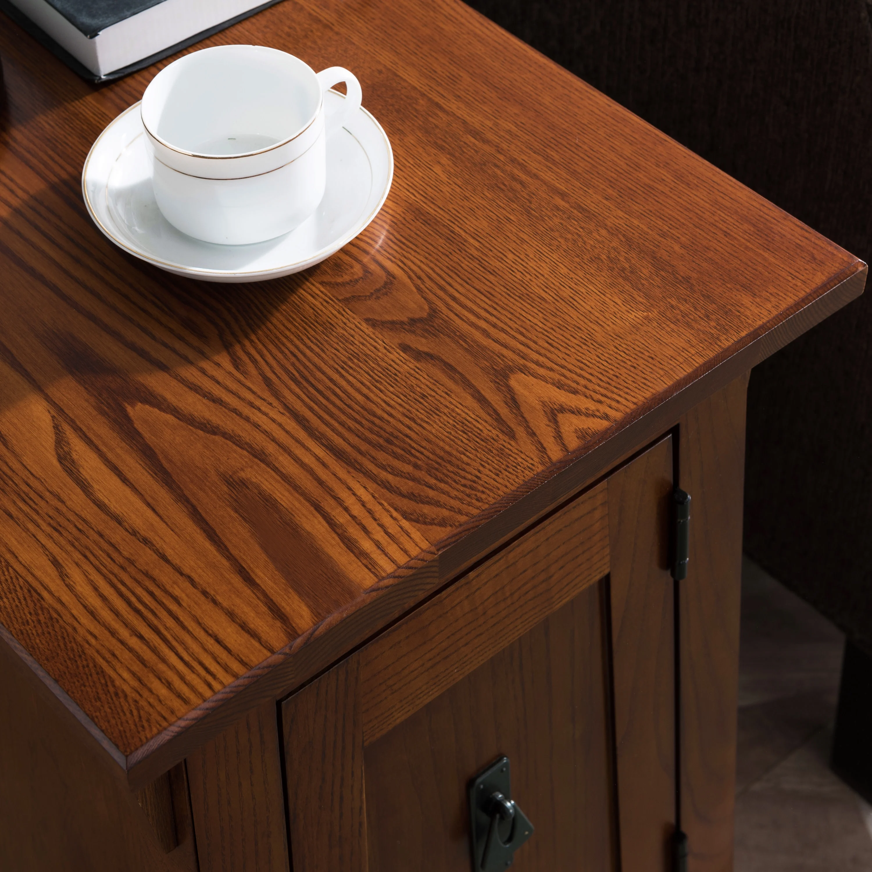 Leick Home 10032-RS Mission Cabinet End Table, Made with Solid Wood, Side Table for Living Room, Bedroom and Printer Stand, Russet Finish