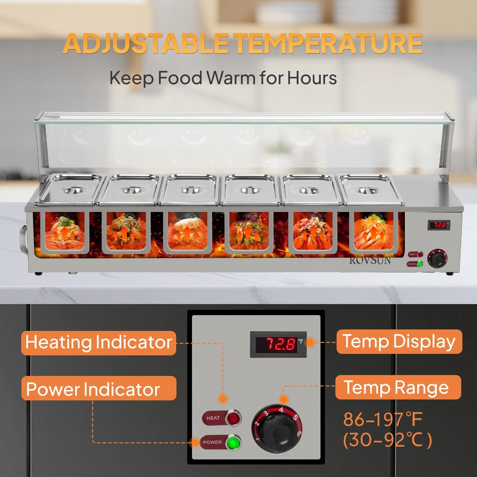 ROVSUN 48QT 1500W Electric Commercial Food Warmer