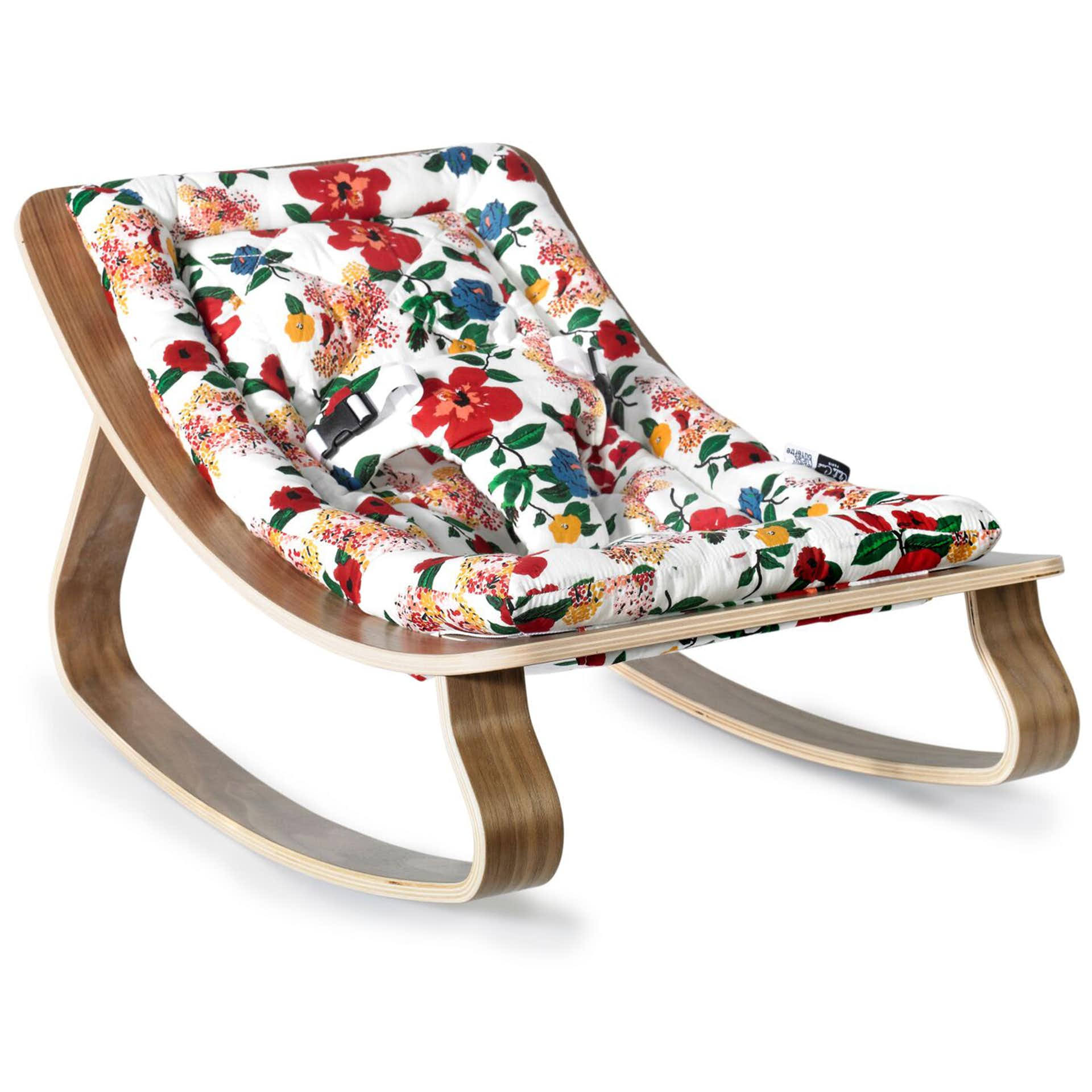 Charlie Crane Levo Baby Rocker in Walnut, Lucas DU Tertre Hibiscus