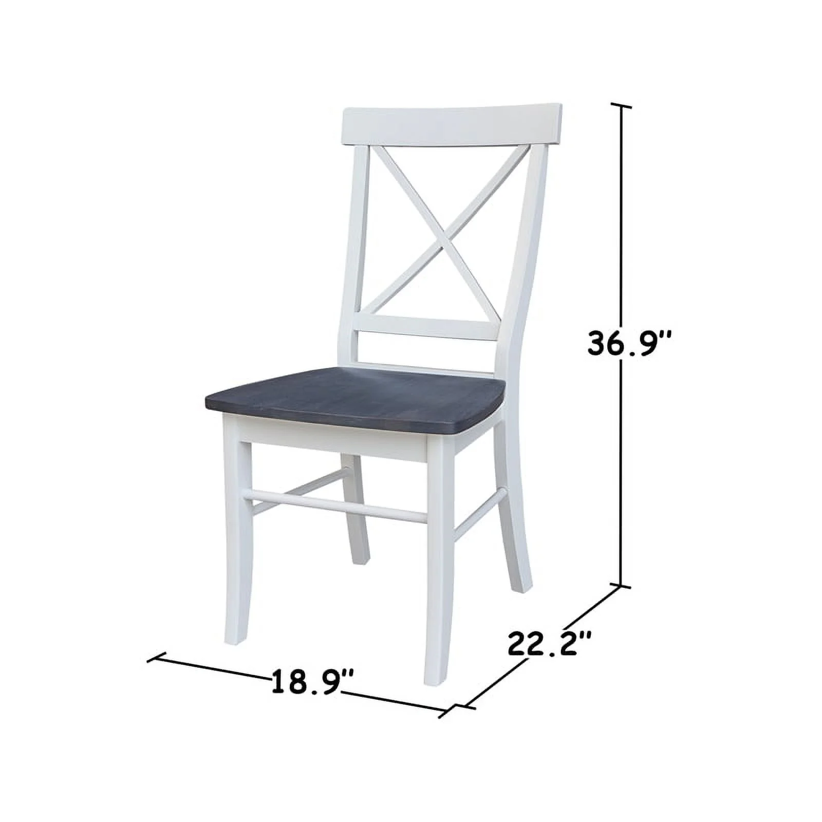36 in Round Wood Extension Dining Table with 4 Chairs in White and Heather Gray