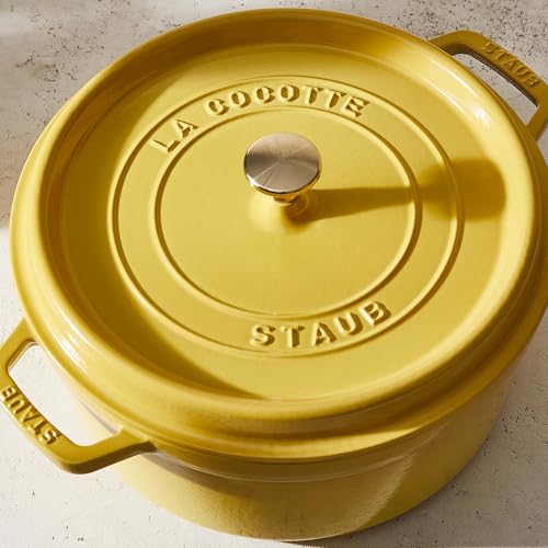 STAUB Cast Iron Dutch Oven 5.5-qt Round Cocotte, Made in France, Serves 5-6, Black Matte
