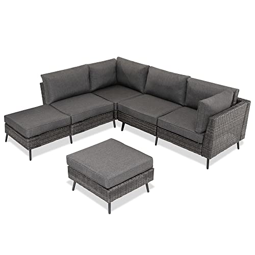 LAUSAINT HOME Outdoor Patio Furniture, 8 Piece Outdoor Sectional Sofa PE Rattan Wicker Patio Conversation Sets