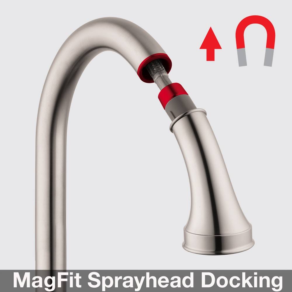 Hansgrohe 04215800 Steel Optik Talis C 2-Spray HighArc Pull-Down Kitchen Faucet