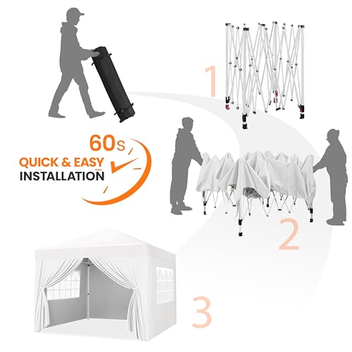 Yaheetech 10x10 Pop Up Canopy with 4 Removable Sidewalls, Portable Enclosed Instant Tent, Waterproof Outdoor Tent, Beach Sun Shelter with 4 Sandbags
