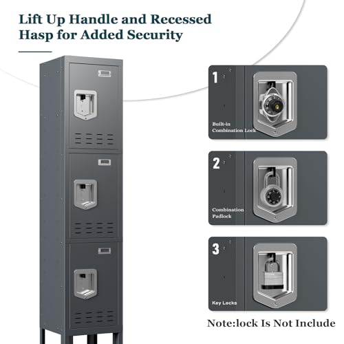 Metal Locker with 5 Doors,Lockers for Employees,66'' Steel Storage Locker for School,Gym, Office, Office,Garage