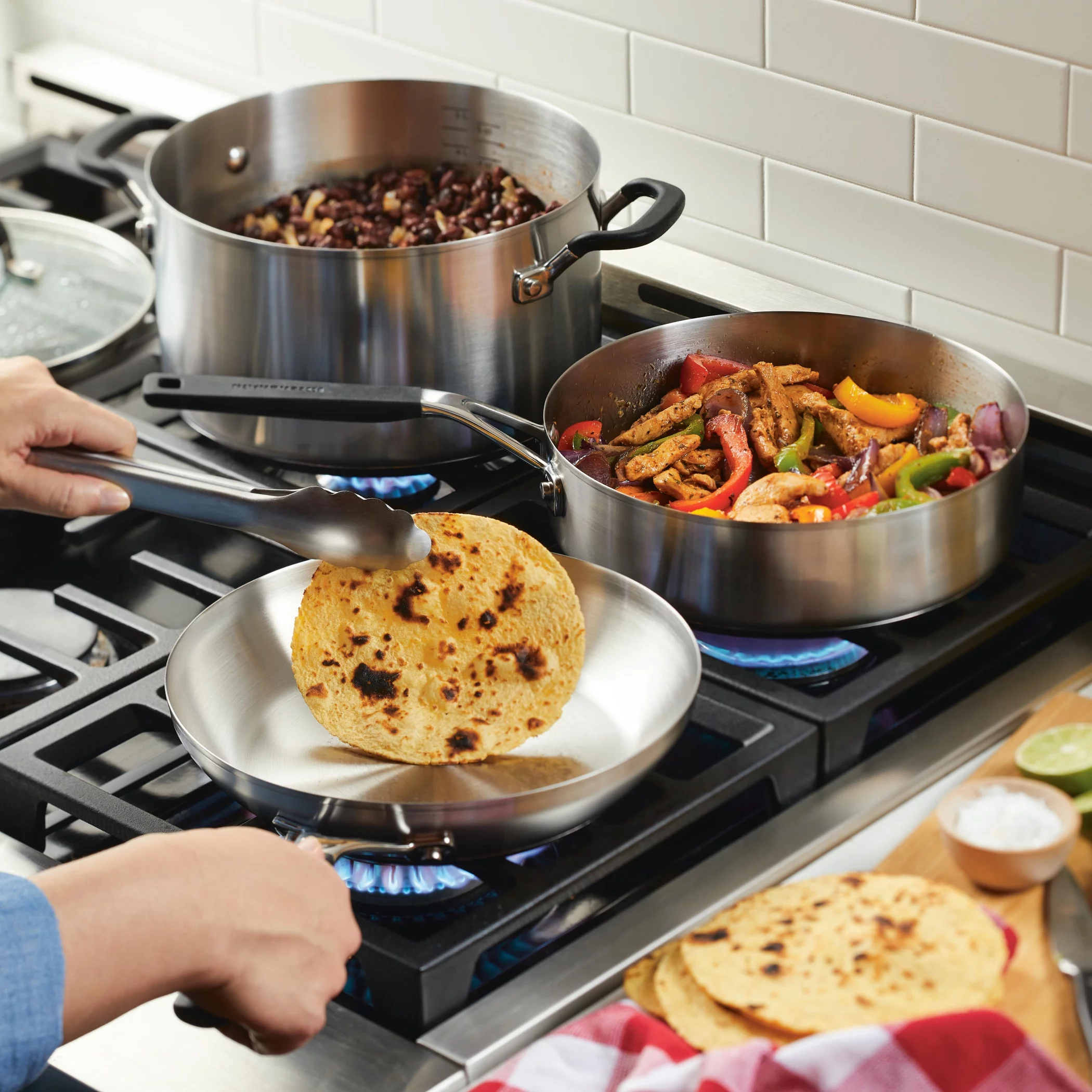 KitchenAid 10 Pieces Brushed Stainless Steel Cookware Set