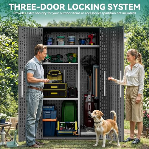 YITAHOME 60 cuft Vertical Outdoor Storage Shed w/o Shelf, Large Waterproof Storage Cabinet for Garden Shed, Tall Outdoor Storage Shed for Garage