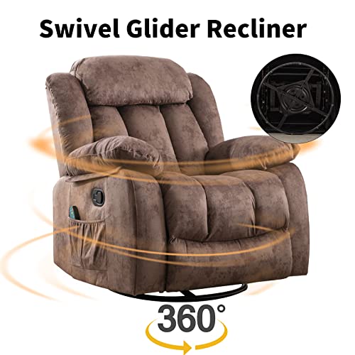 INZOY Massage Swivel Rocker Recliner with Heat and Vibration, Manual Rocking Recliner Chair with Vibrating Massage