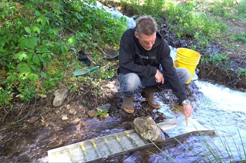 Complete Gold Mining Kit; Folding 50 inch Gold Sluice Box; Gold Prospecting Equipment; Rock Pick Hammer; Gold Classifiers; Pay Dirt Scoop