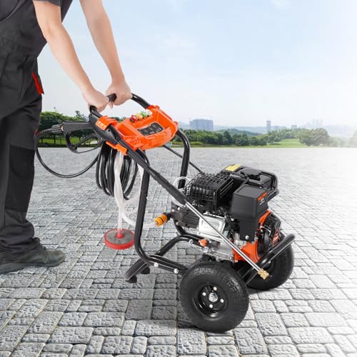 VEVOR Gas Powered Pressure Washer 3400 PSI 2.6 GPM, with Spray Gun and Extension Wand, 5 Quick Connect Nozzles, Copper Pump