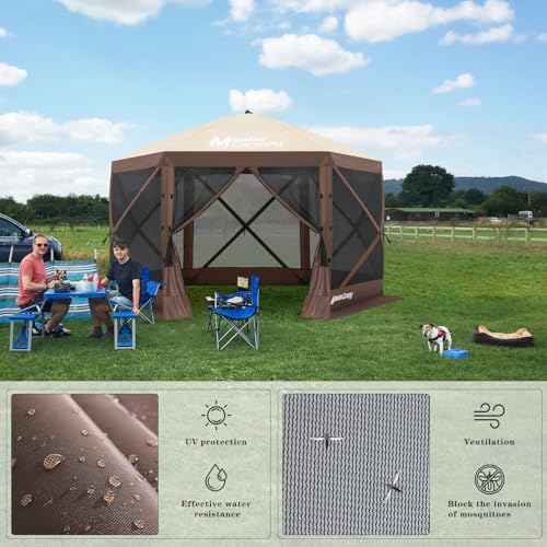 MASTERCANOPY 12x12FT Pop Up Gazebo Screen Tent - Instant Screen House with Netting, Quick Set, Outdoor Canopy Shelter with Carry Bag for Camping