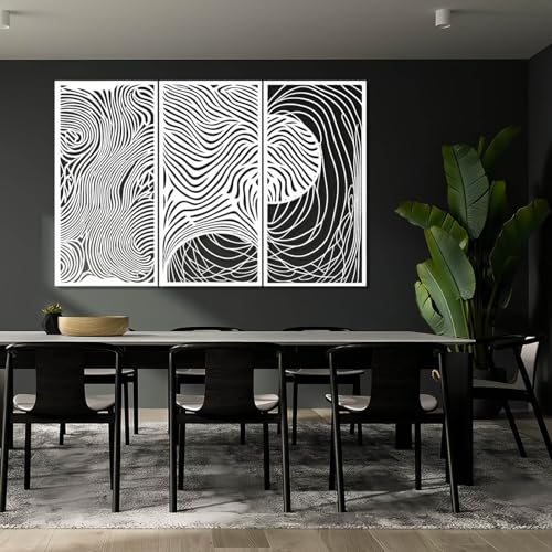 Intricate Abstract Waves Metal Wall Decor, Set of 3 Metal Wall Art Panels, Metal Irregular Wall Hanging, Abstract Line Metal Wall Decor