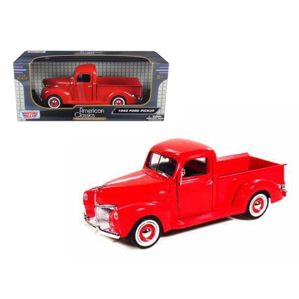 1940 Ford Pickup Truck Orange Timeless Classics 1/18 Diecast Model Car by Motormax