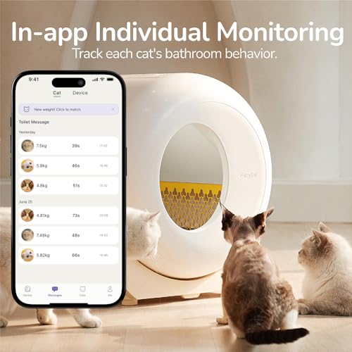 Self Cleaning Litter Box with APP - Automatic Cat Litter Box for All Your Cats, Odor Control, Spacious Interior and Large Wastes Bin Capacity