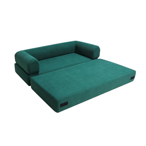 Convertible Sleeper Sofa Bed with Cylindrical Pillow, Comfy Foldable Sofa Bed Compressed Sofa in Box