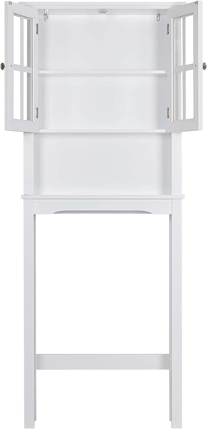 Spirich Home Bathroom Cabinet Over The Toilet, Bathroom Storage Cabinet with Windowpane Glass Doors and Adjustable Shelves