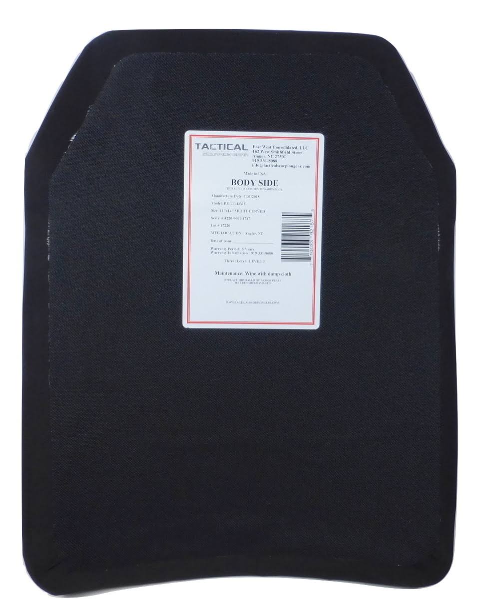 Tactical Scorpion Gear Level IV PE Alumina Polyethylene Curved Body Armor 11x14 - Level IV