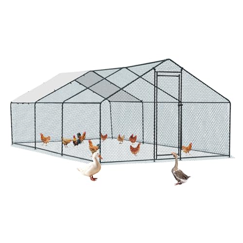Outvita Chicken Coop, 13×10 FT Large Metal Chicken House, Poultry Habitat Cage with Waterproof Cover