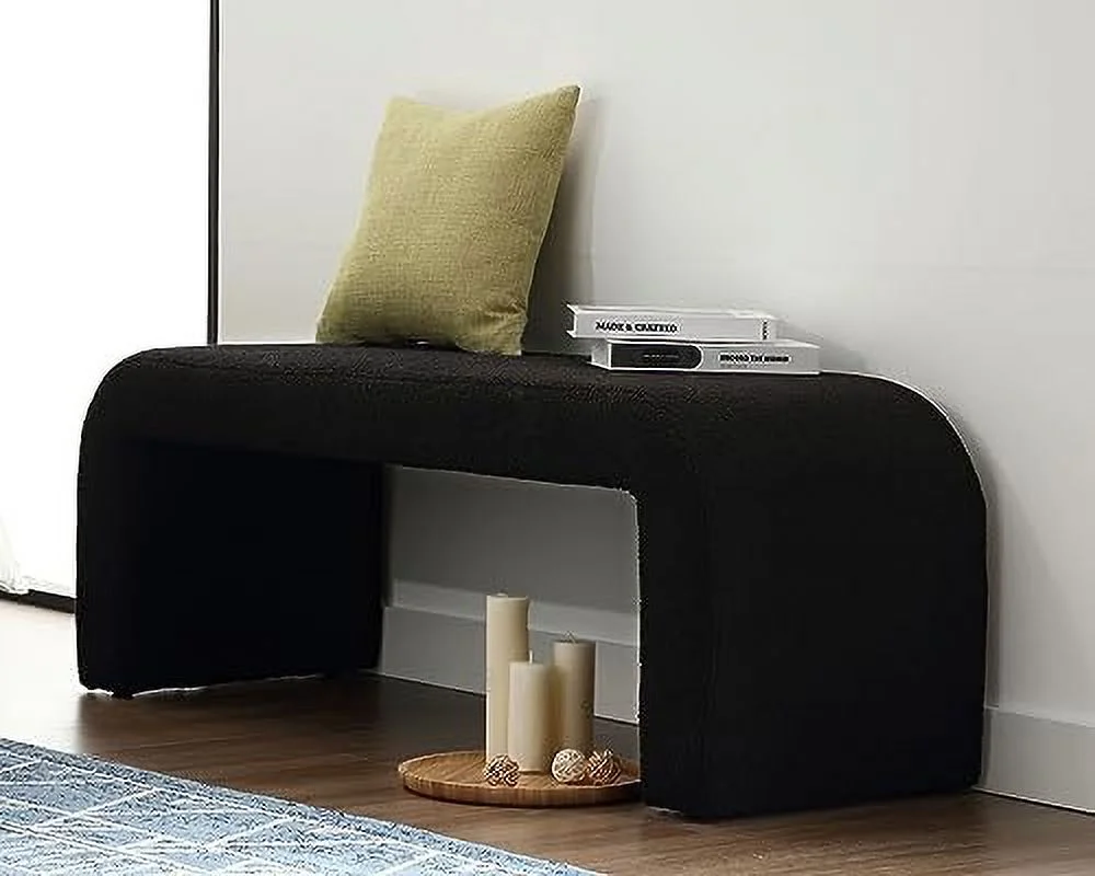 LNboomLife Modern Upholstered Ottoman Waterfall Bench for Bedroom End of Bed  50"