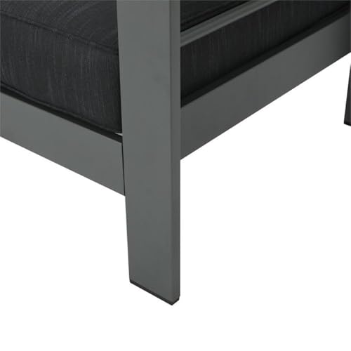 GDFStudio Coral Bay Outdoor Grey Aluminum 5 Piece Loveseat Chat Set with Fire Table (Dark Grey)