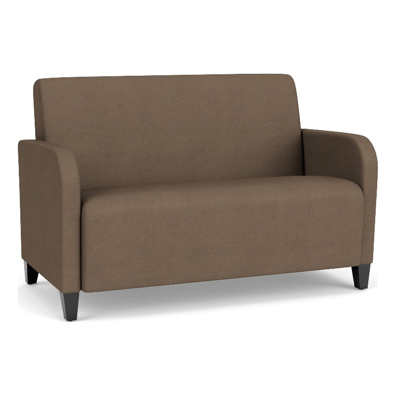 Lesro Siena Polyurethane Lounge Reception Loveseat in Brown/Black