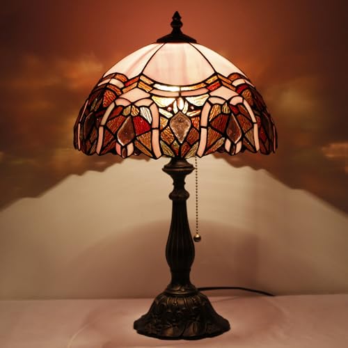 Tiffany Table Lamp Stained Glass Lamp 12X12X19 Inch Antique Reading Light (Sea Blue Pear)