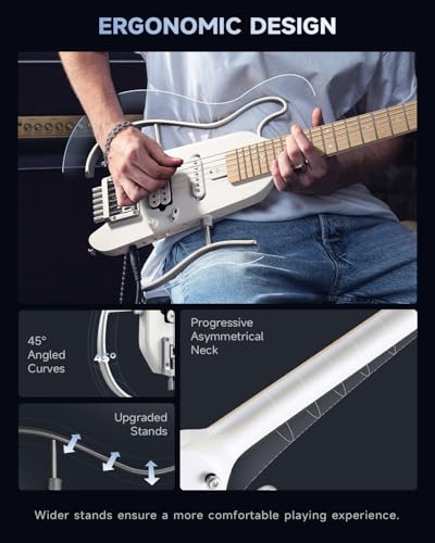 Donner HUSH-X Electric Guitar Kit - Featherlight Travel Guitar with Easy Assemble Stands, Great for Travel and Practice, Mahogany Solid Body, Gig Bag