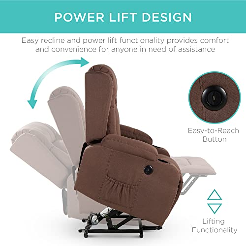 Best Choice Products Modern Linen Electric Power Lift Chair, Recliner Massage Chair, Adjustable Furniture for Back, Legs w/ 3 Positions, USB Port
