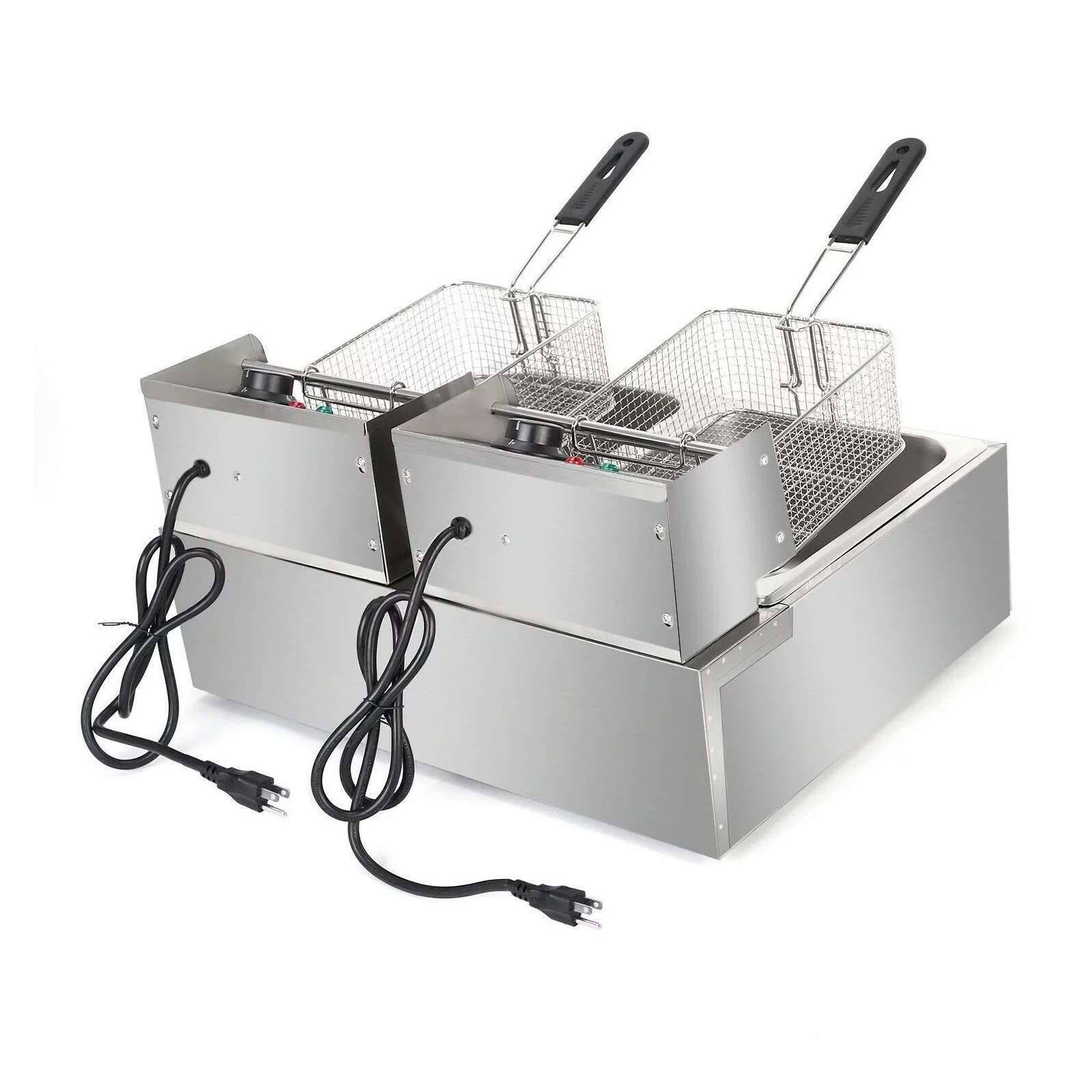 Electric Deep Fryer w/ Stainless Steel Design and 2 Fry Baskets, 5000W, 12L
