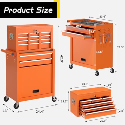 On Shine 8 Drawer Rolling Tool Chest, Large Capacity Rolling Tool Box with Wheels, Locking Mechanical Tool Chest