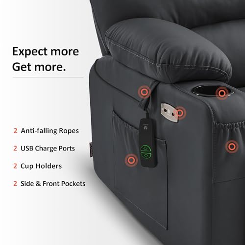 MCombo Oversized Power Lift Recliner Chair for Elderly, Lift Chair with Heat and Massage, Lift Recliner for Big and Tall, Cup Holders